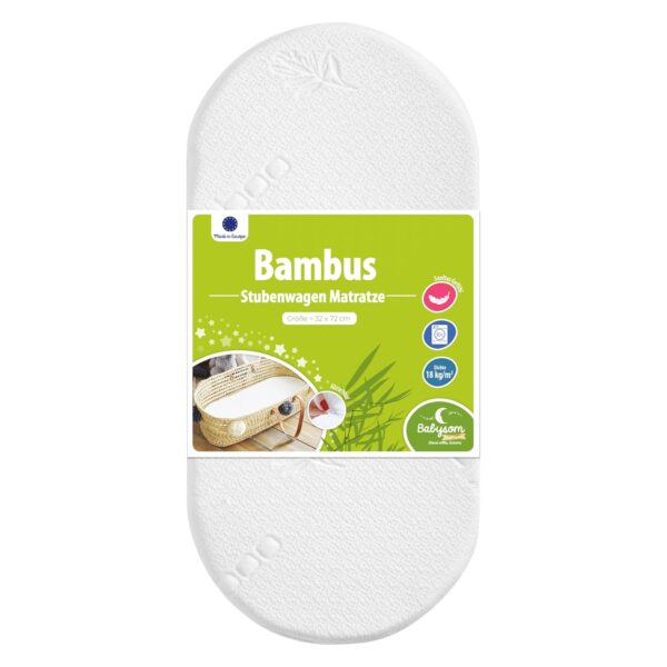 Babysom Bassinet Matratze Bambus 72x32 cm, abnehmbarer Bezug