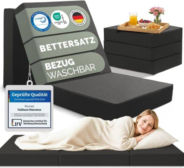 Blumtal Klappmatratze 90x200 cm 3-teilig 14 cm dick rückenfreundlich