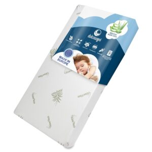 Weiche, atmungsaktive Kinderlamellenmatratze mit Aloe Vera für optimalen Schlafkomfort, made in Europe, waschbar und schadstoffarm, ideal für sensible Kinderhaut.