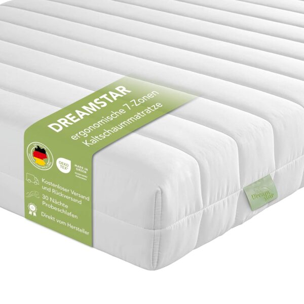 DREAMSTAR Easy Flex 7-Zonen Kaltschaummatratze H2/H3, Öko-Tex, 90x190