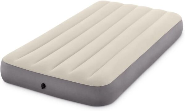 Intex Twin Dura-Beam Luftmatratze mit hohem Aufblasbett, Taupe/Grau, 99x191x25 cm