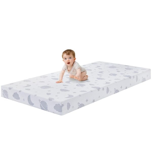 Sanitized Baby-Matratze mit kindgerechtem Design, perfekt für gesunden Schlaf und Komfort, ideal für Neugeborene und Kinder im Schlaf- und Kinderzimmer.