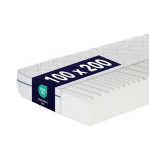 Hochwertige Matratze 100x200 cm mit OEKO-TEX Standard 100, optimaler Liegekomfort und langlebige Qualität für erholsamen Schlaf.