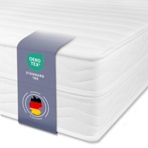 Hightech-Matratzen mit OEKO-TEX Standard 100 Siegel, langlebig und schadstoffgeprüft, in Deutschland hergestellt. Perfekt für gesunden Schlaf und Komfort.