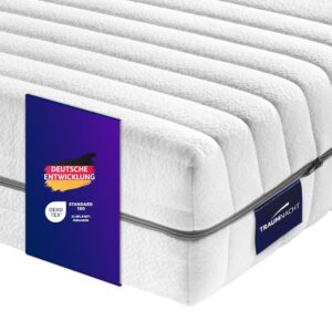 Hochwertige deutsche Matratze mit OEKO-TEX Standard 100 Zertifizierung, bequem auf Schlafkomfort abgestimmt, für gesunden Schlaf und Rückenschmerzen geeignet, von Matratzen Expert.